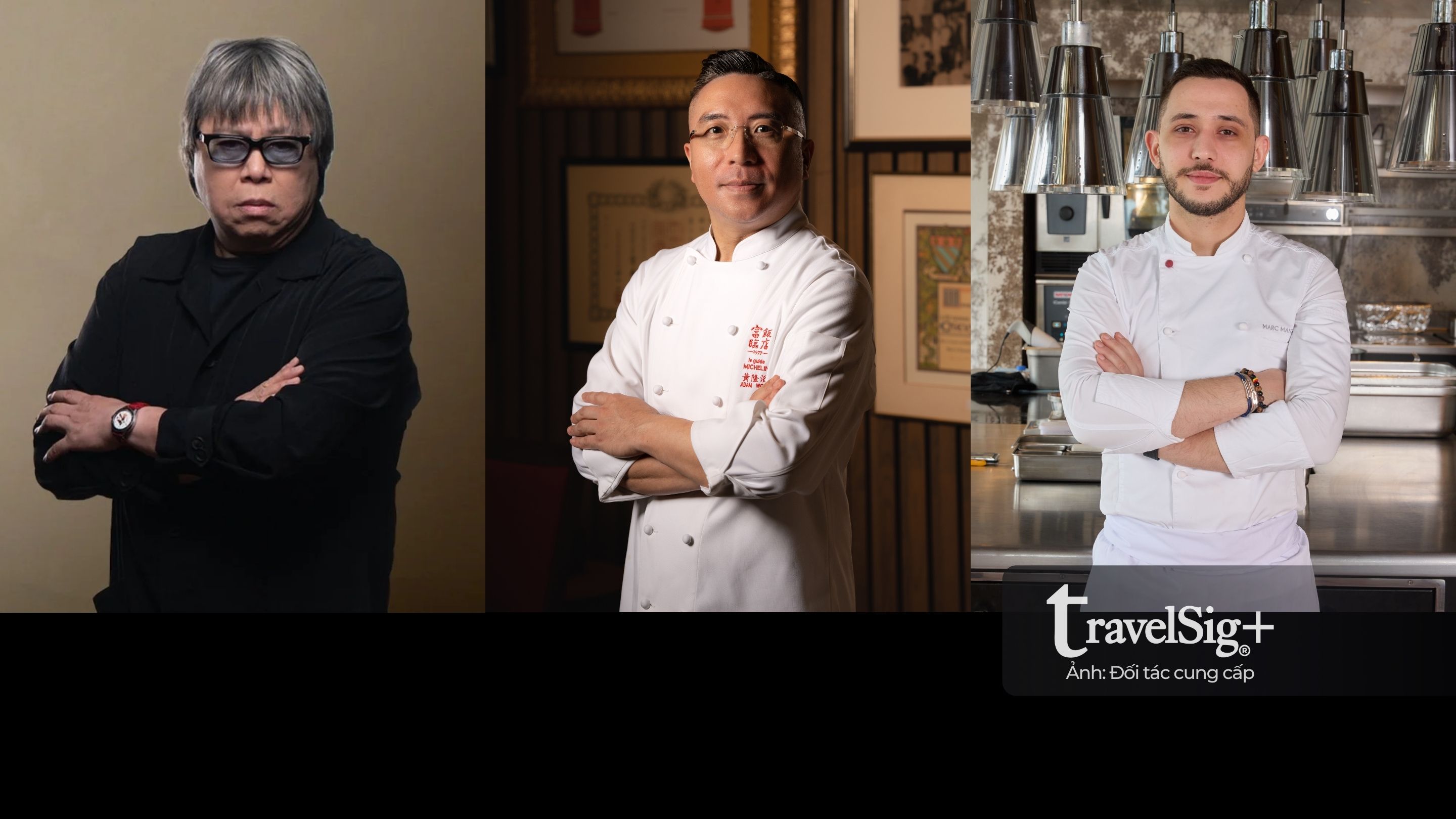 Các đầu bếp đẳng cấp Michelin sẽ mang đến những món ăn làm nên tên tuổi mình tại không gian ẩm thực Gourmet Avenue (Từ trái qua: Alvin Leung, Marc Mantovani, Adam Wong).