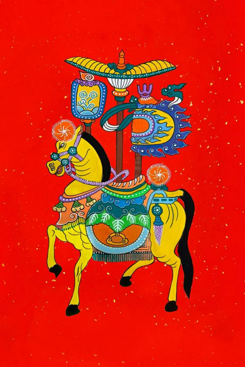 Tranh dân gian Kim Hoàng: Sắc đỏ của Tết & Vẻ đẹp “nửa cung đình, nửa thôn quê”